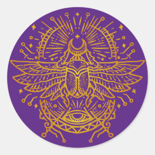 Adesivo Redondo Ouro Egípcio Scarab