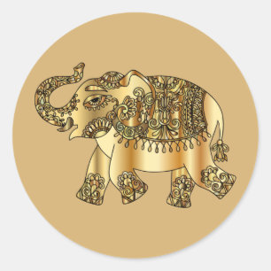 Adesivo Redondo Ouro Elefante