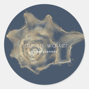 Adesivo Redondo ouro elegante monograma clássico em forma redonda