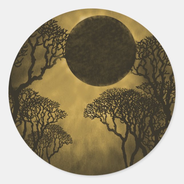 Adesivo Redondo Ouro Escuro Eclipse Stickers (Frente)