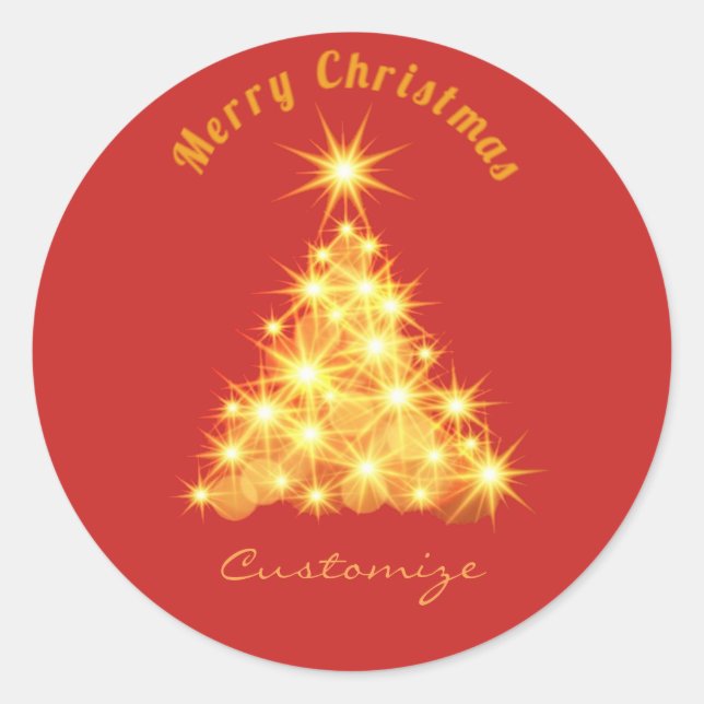 Adesivo Redondo Ouro Feliz de Natal Thunder_Cove (Frente)