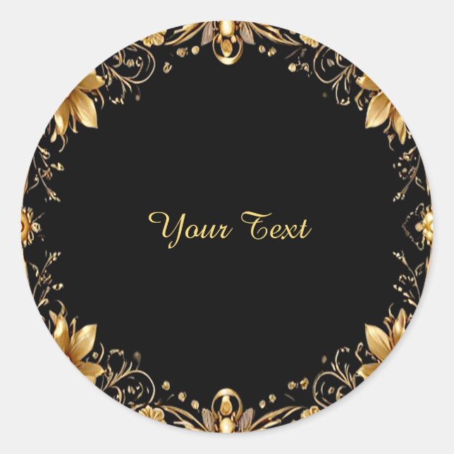 Adesivo Redondo Ouro Floral Sticker (Frente)