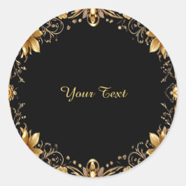 Adesivo Redondo Ouro Floral Sticker