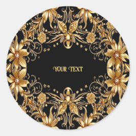 Adesivo Redondo Ouro Floral Sticker