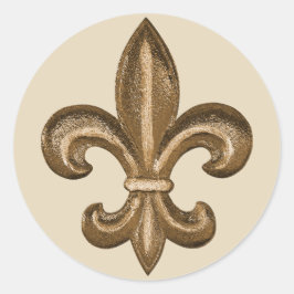 Adesivo Redondo Ouro francês Fleur De Lis Crest