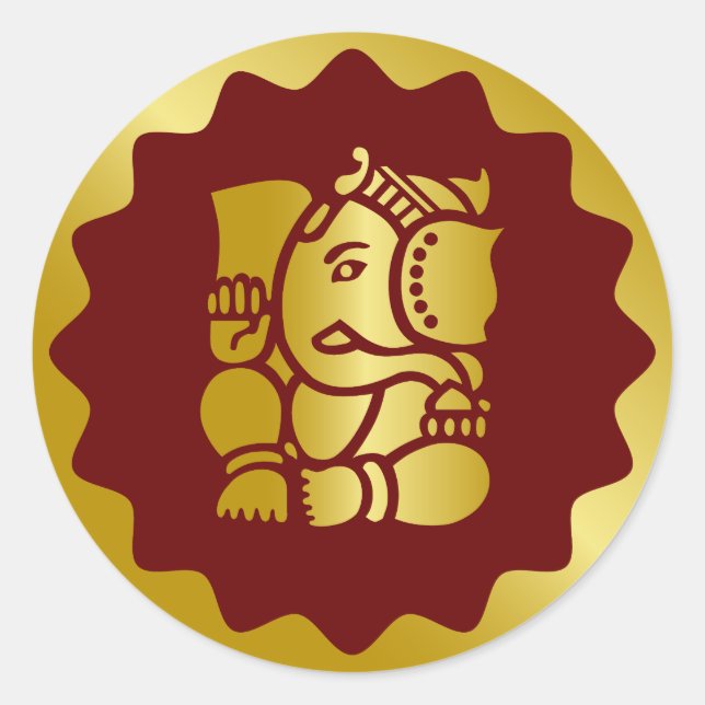 Adesivo Redondo Ouro Ganesha (Frente)
