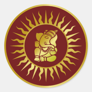 Adesivo Redondo Ouro Ganesha