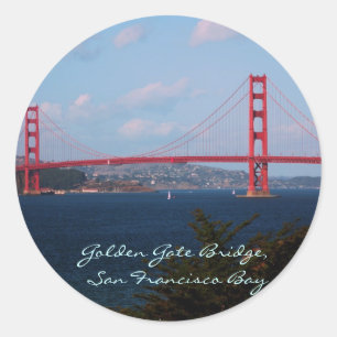 Adesivo Redondo Ouro Gate Bridge Sticker