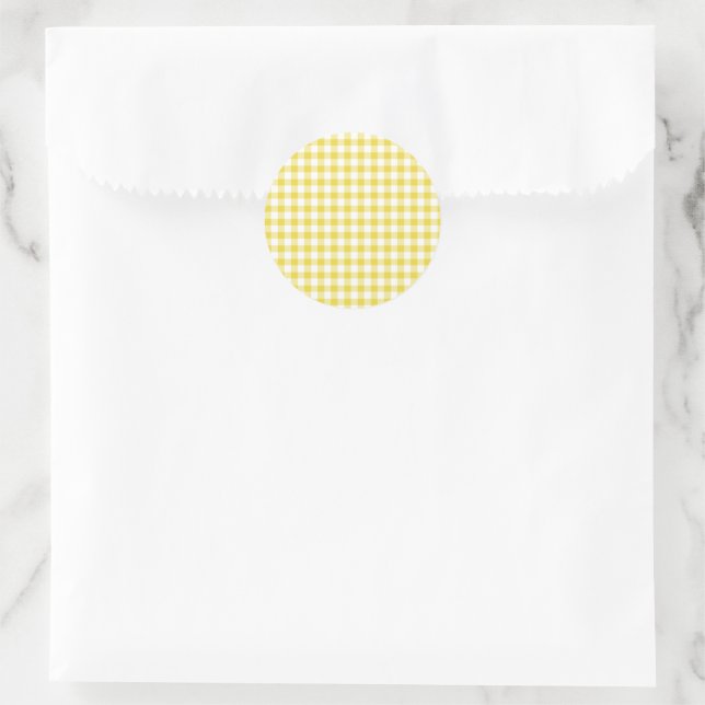 Adesivo Redondo Ouro Gingham Clássico Amarelo (Bolsa)