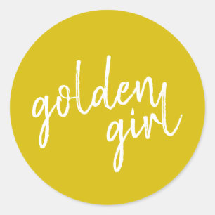 Adesivo Redondo Ouro Girl Script Dourado moderno