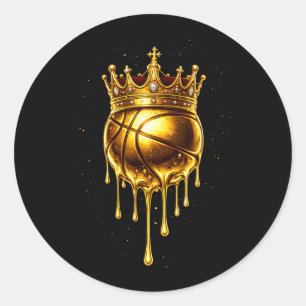 Adesivo Redondo Ouro Gotejando Basquete Moderno Urbano Respeite O