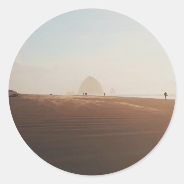 Adesivo Redondo Ouro hora na praia de Cannon (Frente)