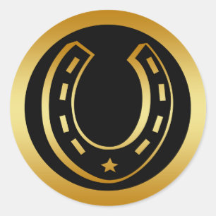 ADESIVO REDONDO OURO HORSESHOE