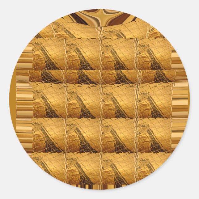 Adesivo Redondo Ouro Infinito Girafa Animal Motif Art Impressão (Frente)