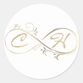 Adesivo Redondo Ouro Infinito Glam Moderno Casamento Minimalista