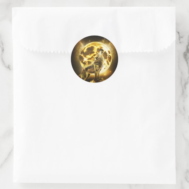 Adesivo Redondo Ouro Lightning Wolf (Bolsa)