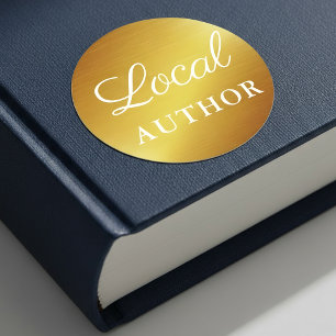 Adesivo Redondo Ouro local W do Promo do livro do escritor do