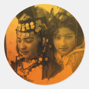 Adesivo Redondo Ouro Magrebe Ouled Naïl Berber Rapariga Mulher do