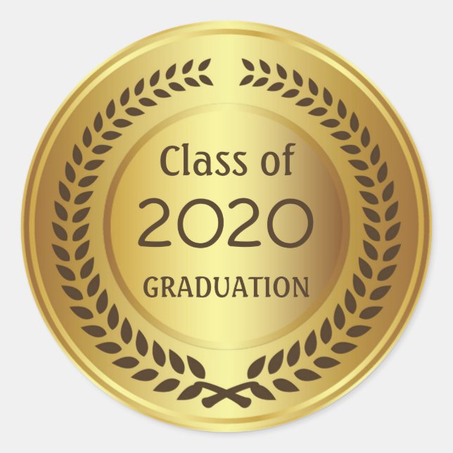 Adesivo Redondo Ouro marrom wreath Graduação (Frente)