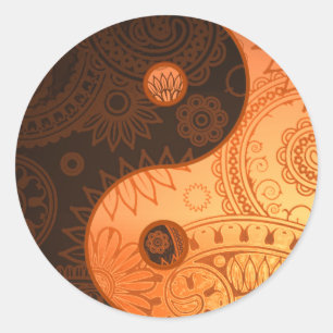 Adesivo Redondo Ouro modelado de Yin Yang