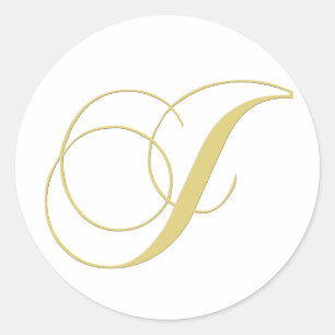 Adesivo Redondo Ouro Monograma - Letra J