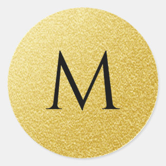 Adesivo Redondo Ouro Monograma - Letra Minúscula Glitter Dourada