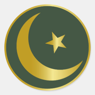 Adesivo Redondo Ouro Moon & Star