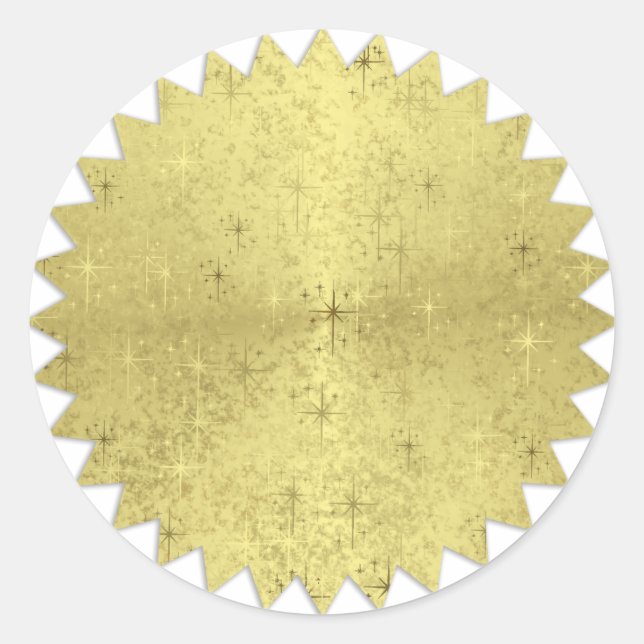 Adesivo Redondo Ouro Natal Estrelas Zig Zag Edge (Frente)