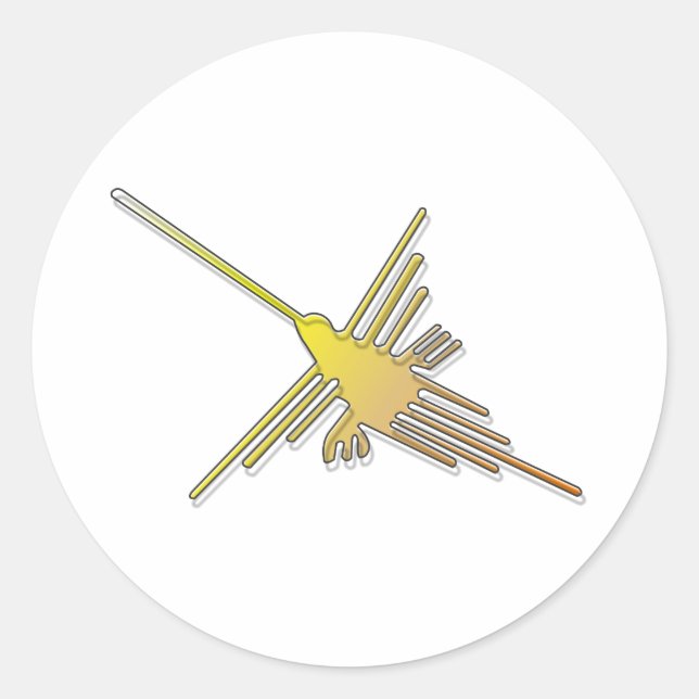 Adesivo Redondo Ouro Nazca Lines Hummingbird (Frente)