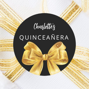 Adesivo Redondo Ouro negro arco Quinceanera