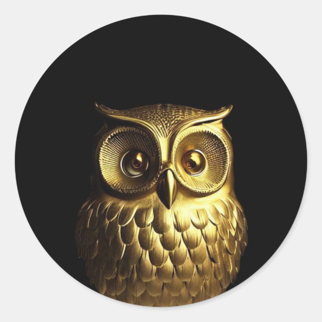 Adesivo Redondo Ouro Owl (Frente)
