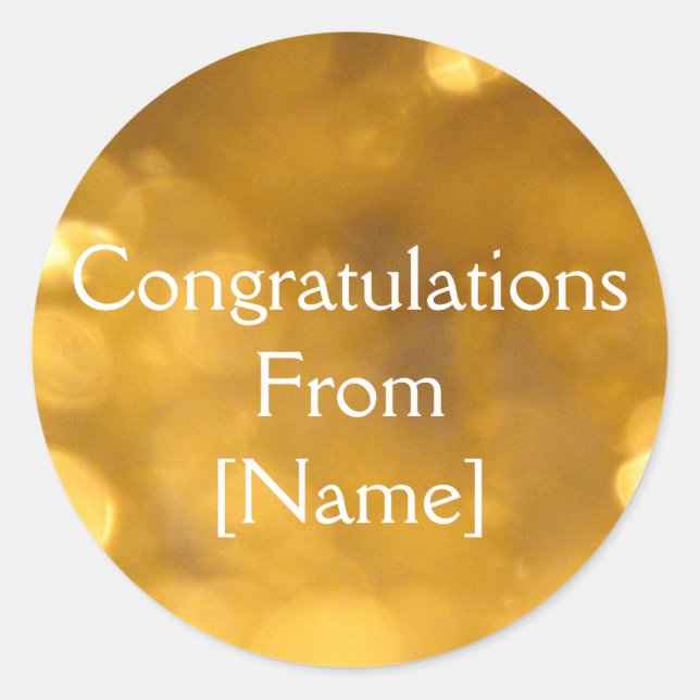 Adesivo Redondo Ouro Parabéns Sticker (Frente)
