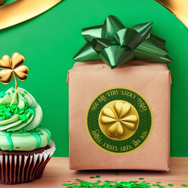 Adesivo Redondo Ouro personalizado Rua Shamrock. Dia de Patrick (Criador carregado)