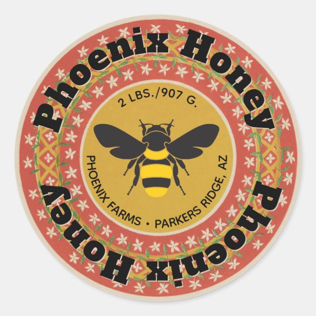 Adesivo Redondo Ouro Phoenix Honey Jar (Frente)