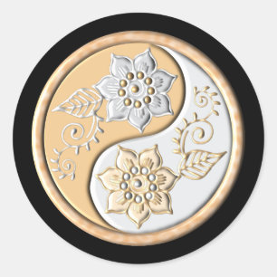 Adesivo Redondo Ouro & Prata Yin Yang