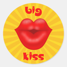 Adesivo Redondo Ouro Rays Solares lábios Vermelhos grande beijo