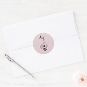 Adesivo Redondo Ouro Retriever Dog Sticker para Casamento