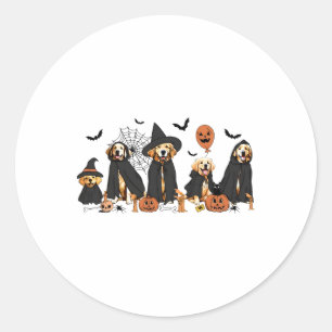 Adesivo Redondo Ouro Retriever Dogs Amam o Halloween da Bruxa Fant