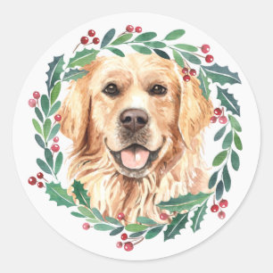 Adesivo Redondo Ouro Retriever Elegant Dog Natal
