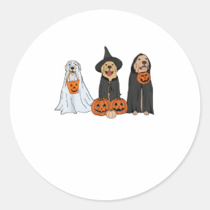 Adesivo Redondo Ouro Retriever Ghost Halloween Trick Ou Tratar Do