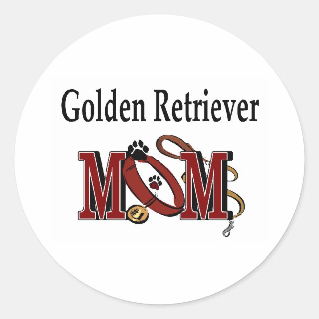 Adesivo Redondo Ouro Retriever Mãe Sticker (Frente)