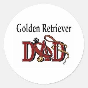 Adesivo Redondo Ouro Retriever Pai Sticker