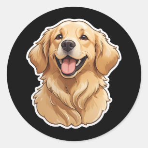 Adesivo Redondo Ouro Retriever Sticker