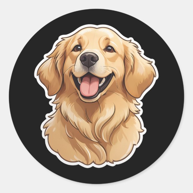 Adesivo Redondo Ouro Retriever Sticker (Frente)