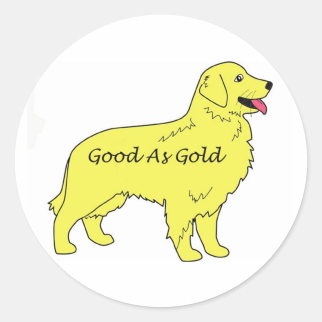 Adesivo Redondo Ouro Retriever Sticker Good As Dourado (Frente)