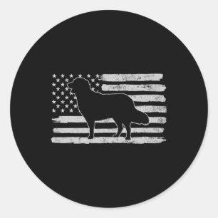 Adesivo Redondo Ouro Retrievers Dog Usa Bandeira 4 De Julho