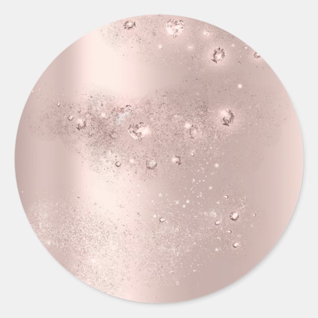 Adesivo Redondo Ouro Rosa Brilho  Obrigado Querido Chá de Panela (Frente)