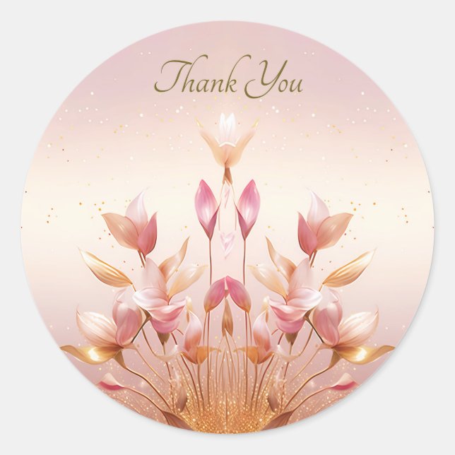 Adesivo Redondo Ouro Rosa Deixa Vinheta Floral (Frente)