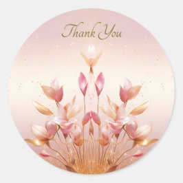 Adesivo Redondo Ouro Rosa Deixa Vinheta Floral