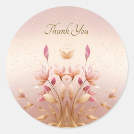 Adesivo Redondo Ouro Rosa Deixa Vinheta Floral